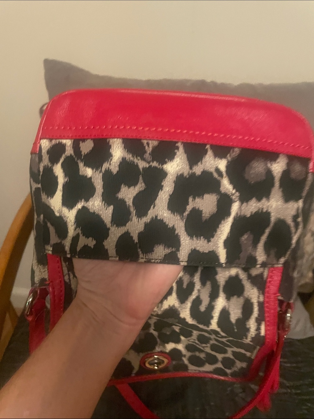 Coach Red Leather & Leopard-Print Crossbody - Picture 16 of 17
